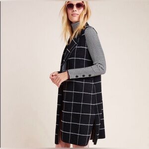 Anthropologie Quinn Windowpane Vest sweater size one size NWT